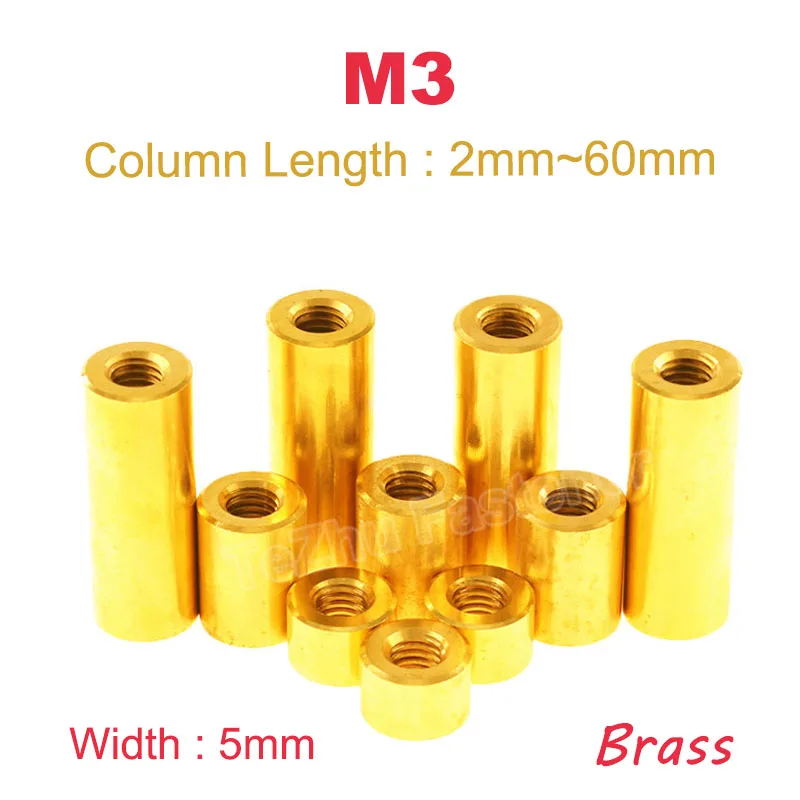 5/10pcs M3 Length 2~60mm Round Brass Standoff Spacer Stud Spacing Screw Thumb Nut Female Thread Hollow Pillars Double Pass PCB