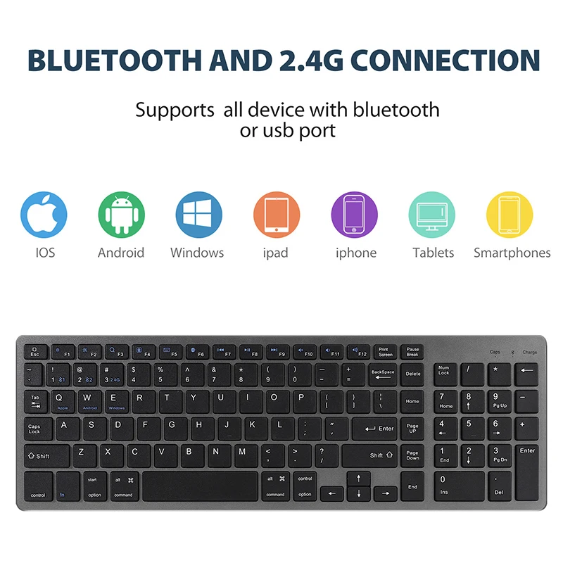 SeenDa Bluetooth Wireless Keyboard and Mouse Combo Multi-Device 2.4G Wireless Keyboard Gamer keyboard Kit for Windows PC Laptop enlarge