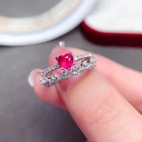 meibapj new burning ruby gemstone fashion heart ring for women real 925 sterling silver fine wedding jewelry