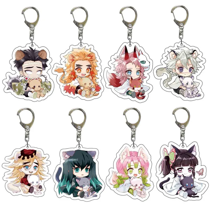 

Anime Demon Slayer Acrylic Keychain Cartoon Animals Series Q Version Figures Pendant Key Chain Cosplay Jewelry Friends Gift