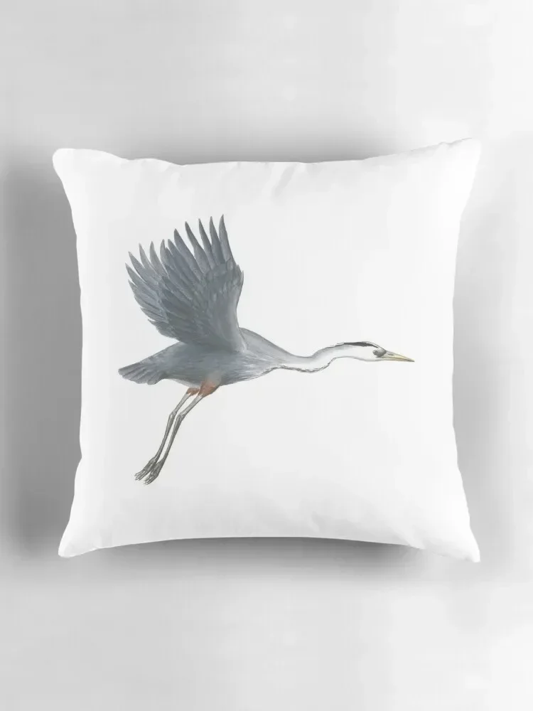 Большая синяя цапля летающая птица художественная декоративная подушка
