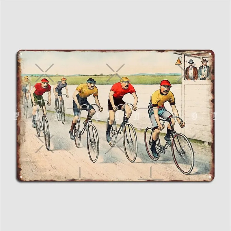 

Vintage Cycling Illustration Poster Metal Plaque Wall Mural Home Classic Plates Tin Sign Poster