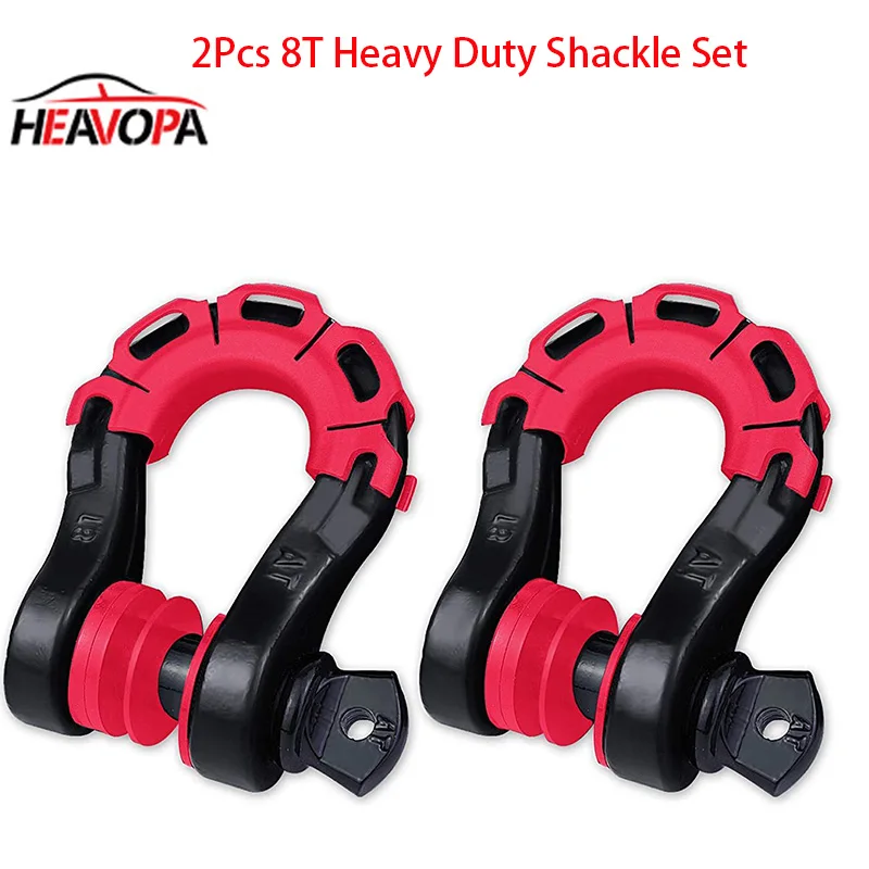 

2Pcs 8Ton Drop Forged Heavy Duty 3/4" D Shackles Set with Isolators 4Pcs Washers for Vehicle Recovery 4WD Offroad Parts