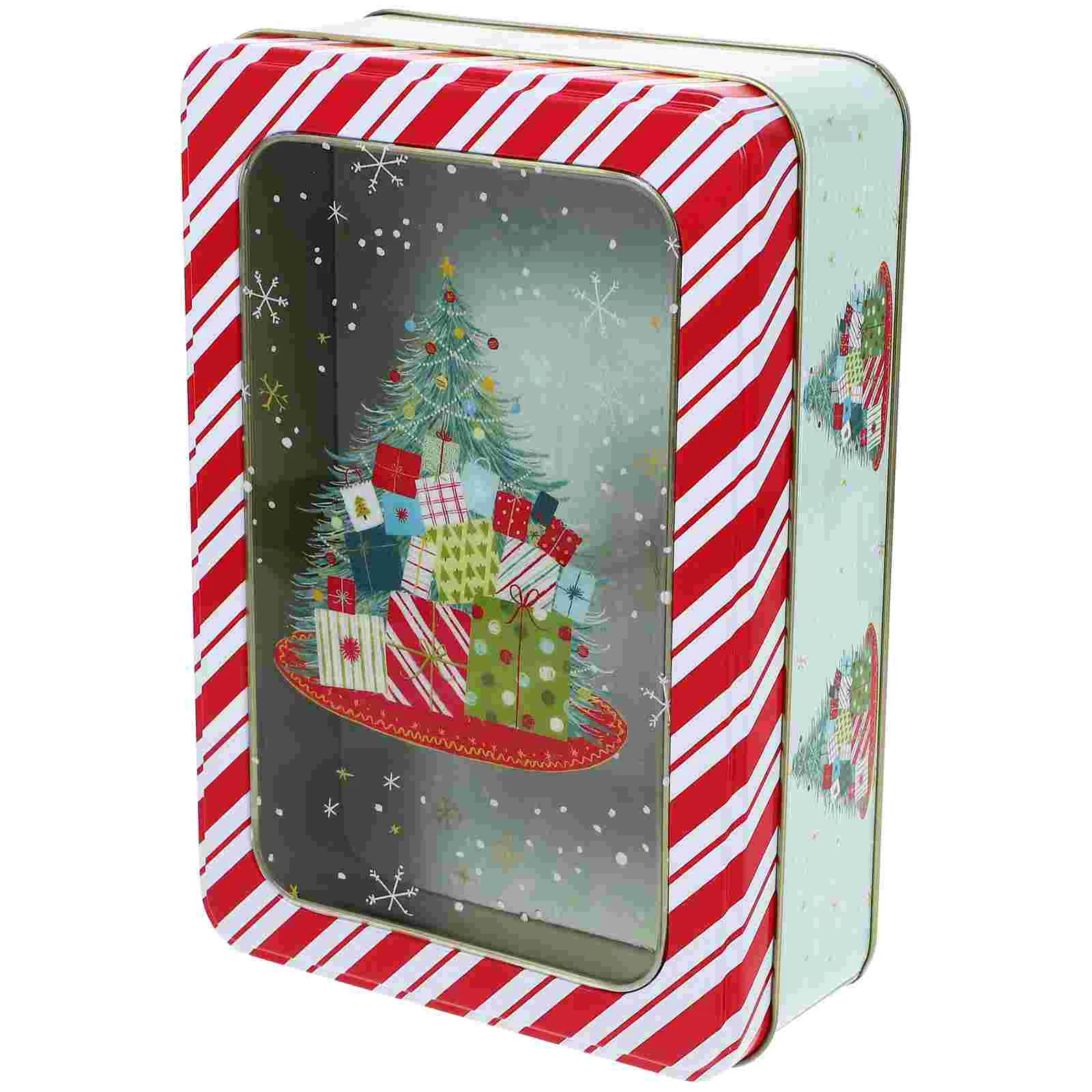 

Cookie Tin With Lid Christmas Candy Biscuit Tinplate Storage Containers Tins Jar