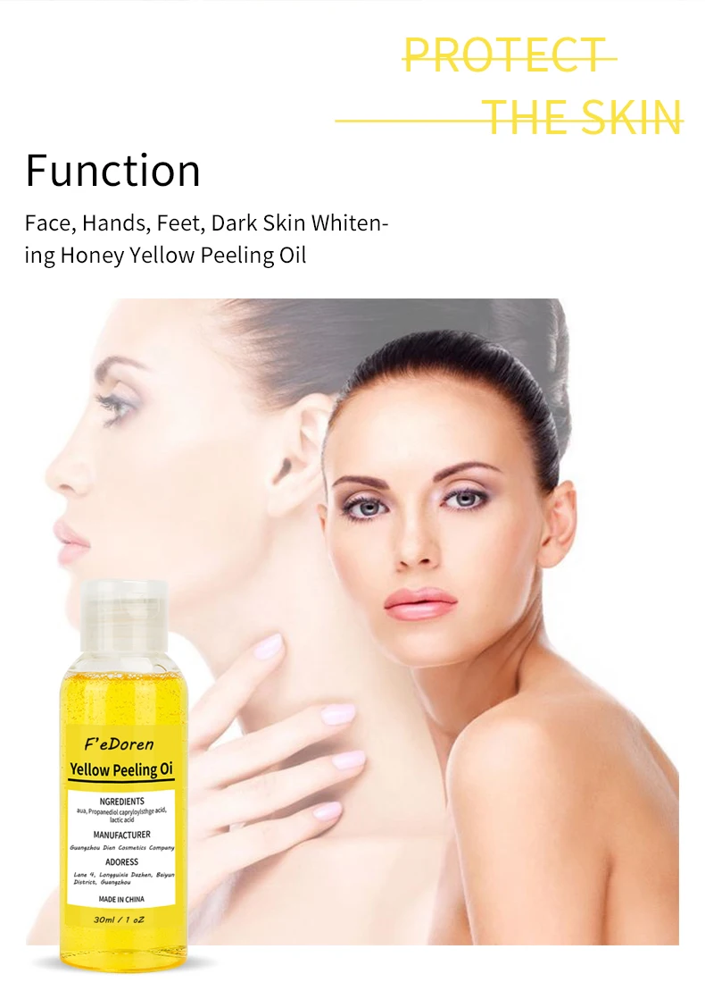 

2022 New Thai Yellow Peeling Oil Bleaching Dark Skin Retinol With Peptide Spots Blackheads Blemishes Bad Skin Spot Treatment