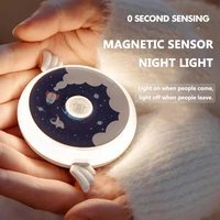 creative led motion sensing cartoon angel night light usb charging magnetic closet lamp mini bedroom decorate bedside lighting