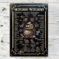 laquaud witch kitchen witchery metal sign vintage rust styled house decor witches magic knowledge kitchen blessing incense artwo