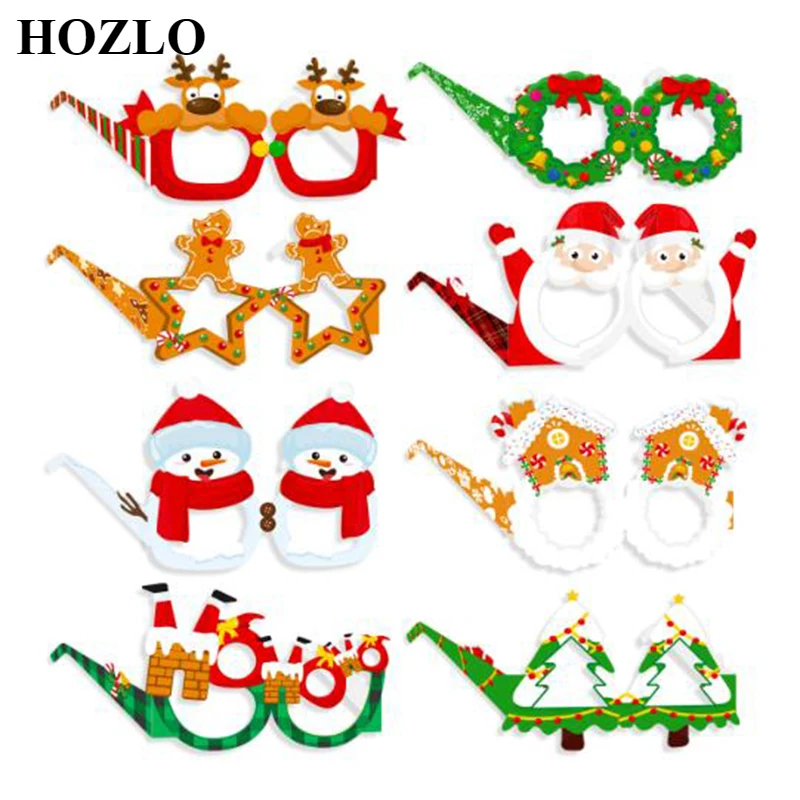 

Бумажная оправа для очков с Санта-Клаусом, елкой, оленем, рождественские очки, фотореквизит, рождественские украшения, новогодний подарок для детей, смешные искусства