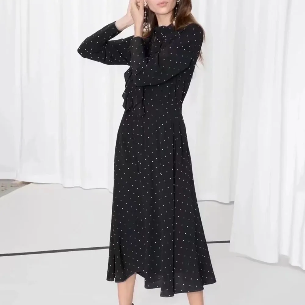 

ZATRHMBM Fashion long sleeves casual women dress floral print shirt Skirts single-breasted crew neck elegant dresses for women