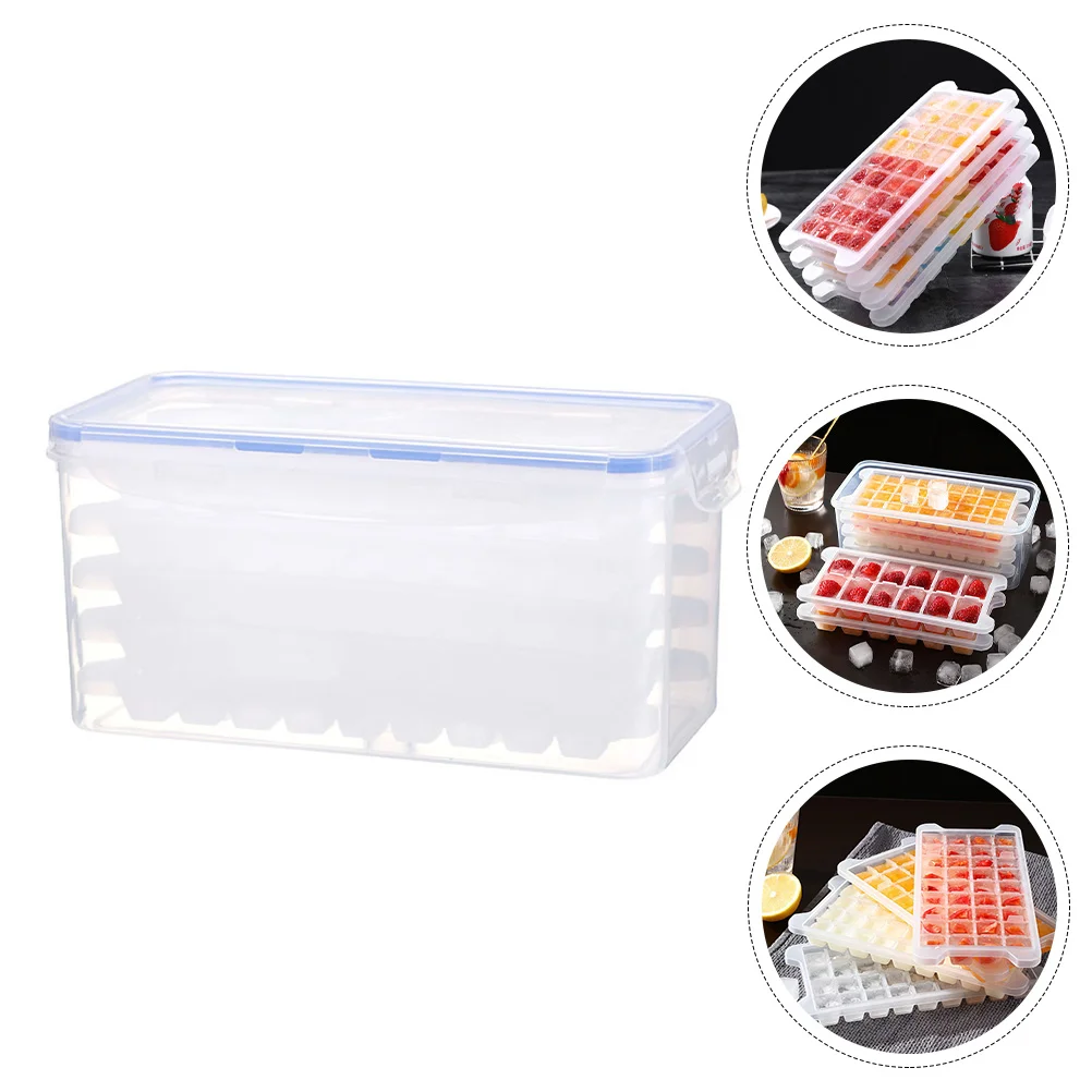 

1 Set of Plastic Ice Cube Makers Ice Cube Making Molds with Storage Box