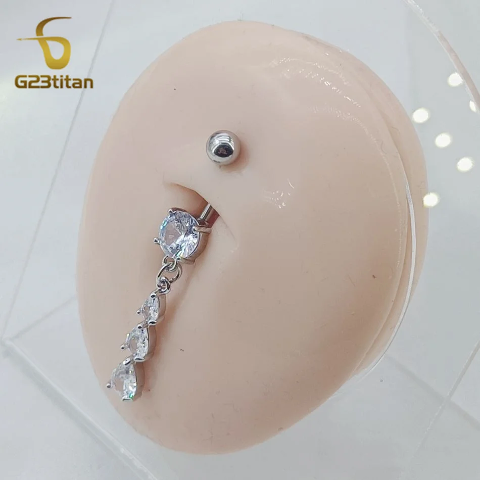 G23Titan 14G CZ циркон белый капелька пупок ювелирные изделия для женщин