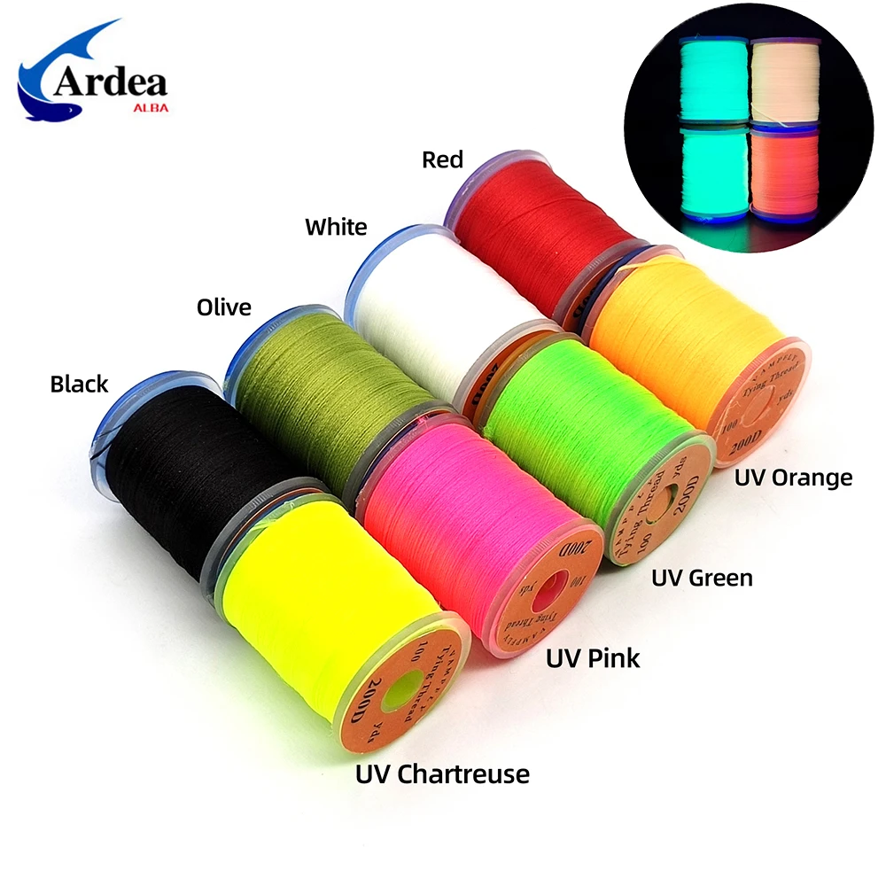 

200D Fly Tying Thread Fluorescent Fly Body Tying Material for Salmon Bass Fly Fishing Hook Nylon Fishing Tackle