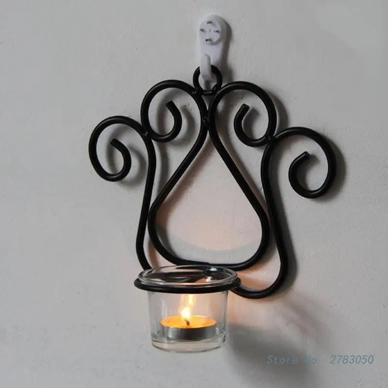 S Wrought Iron Hanging Wall Sconce Candle Holder Shelf Furnishing Crafts For Decoration Wedding