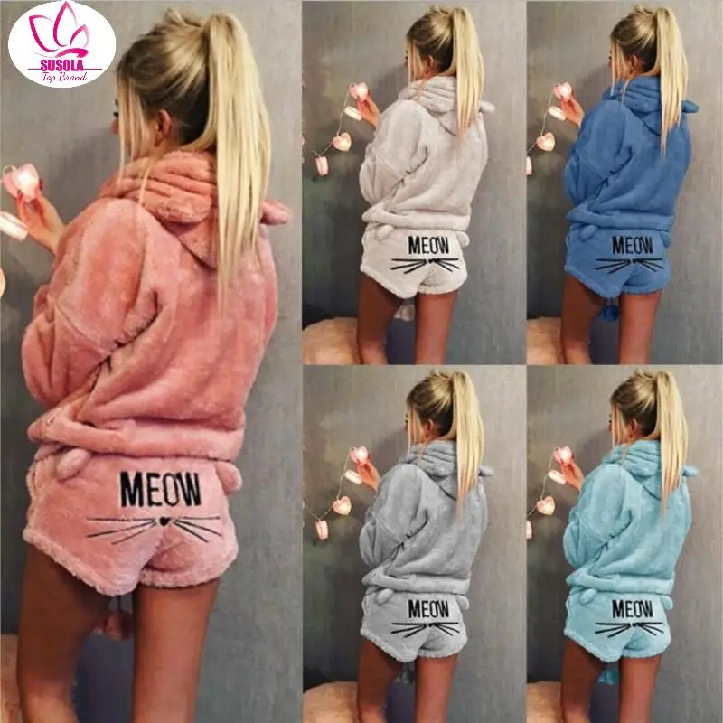 SUSOLA женский коралловый бархатный костюм из двух предметов осенне-зимняя пижама