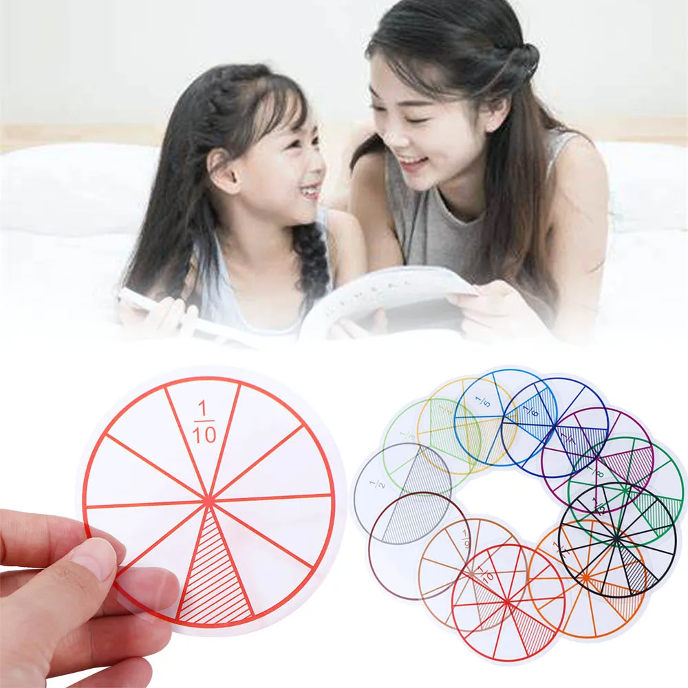 

12Pcs EVA Round Shaped Fraction Instrument Demonstrator Montessori Math Educational Toy Math Teaching Gift Student Learning Tool