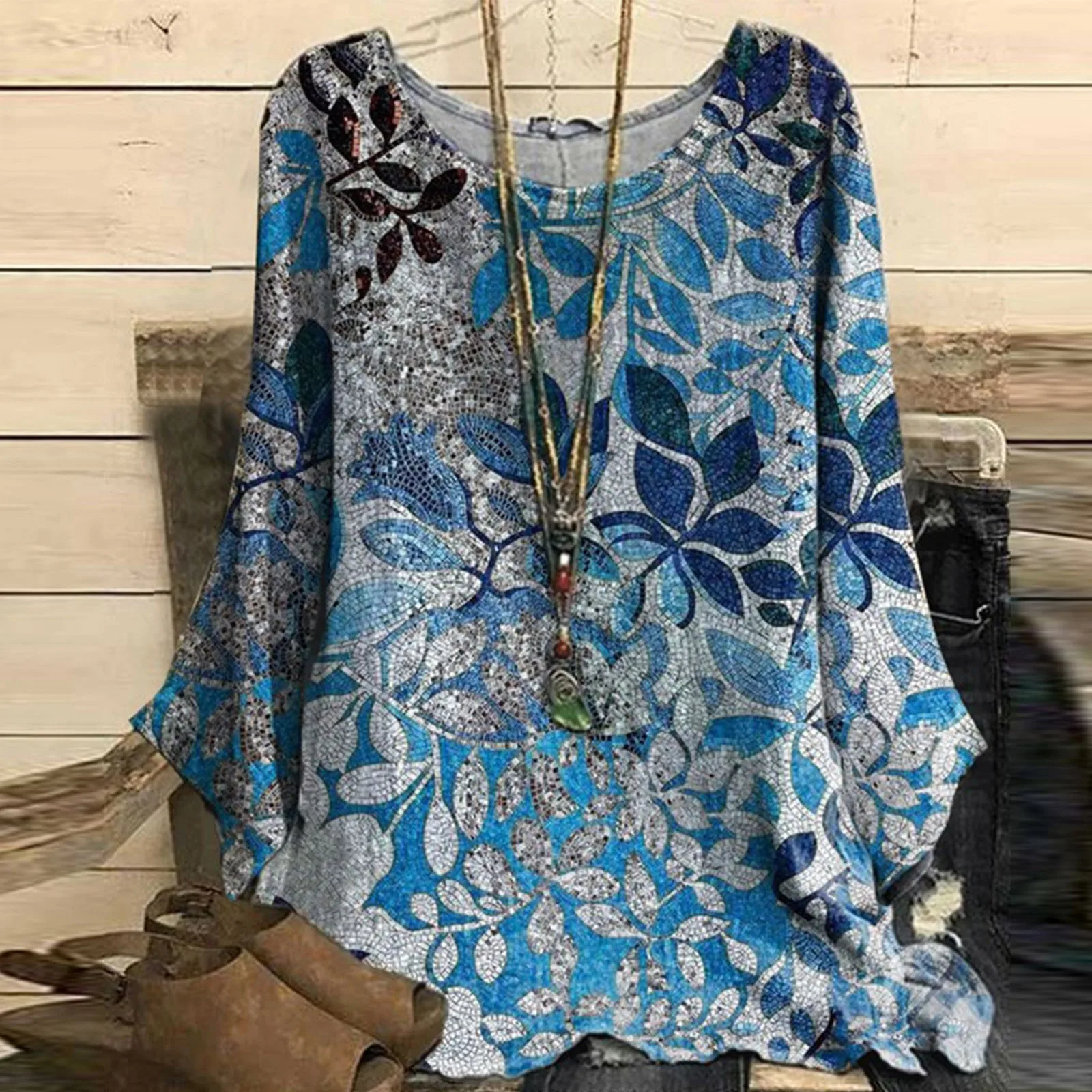 

Womens Round Neck Long Sleeve T Shirt Loose T Shirt Casual Printed T Shirt Ling Sleeve Shirt Pack under Scrub Shirts