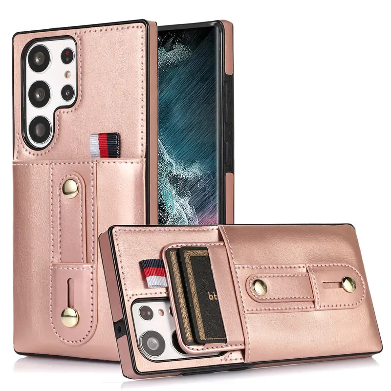 

50pcs/Lot Leather Stand Holder Phone Case For Samsung S10E S20 FE S21 Plus S22 S23 Note 20 Ultra 10 9 Wallet Card Cover