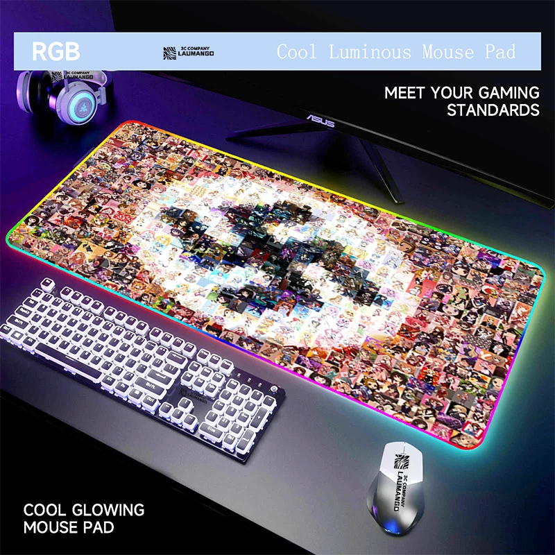 

Настольный коврик, компьютерный коврик для мыши, пикантный игровой коврик Ahegao для ПК RGB, коврик с подсветкой, игровой большой коврик для клав...