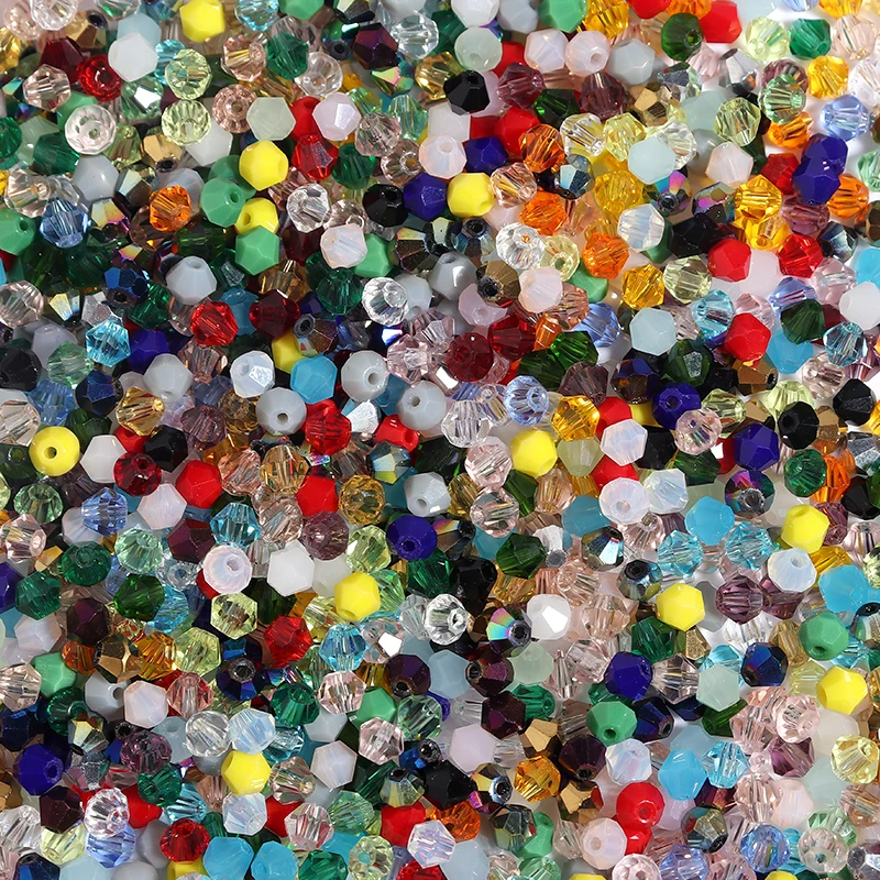 Бусины стеклянные граненые разноцветные 4 мм 200 шт./партия