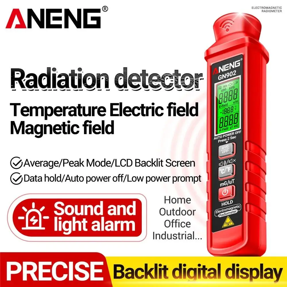 

Handheld Electromagnetic Radiation Detector Professional LCD Digital Display Magnetic Radiation Analyzer High Precision Alarm