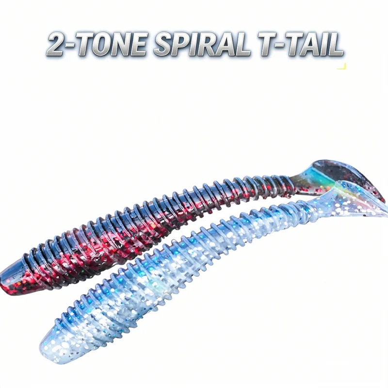 Фото Мягкая приманка TRY&V Spiral T-Tail Swimbait для морской рыбалки на басса, щуку, судака, для дроп-шота, медленно тонущая, 5 см, 6.3 см, 7.3 см, 8 цветов №1