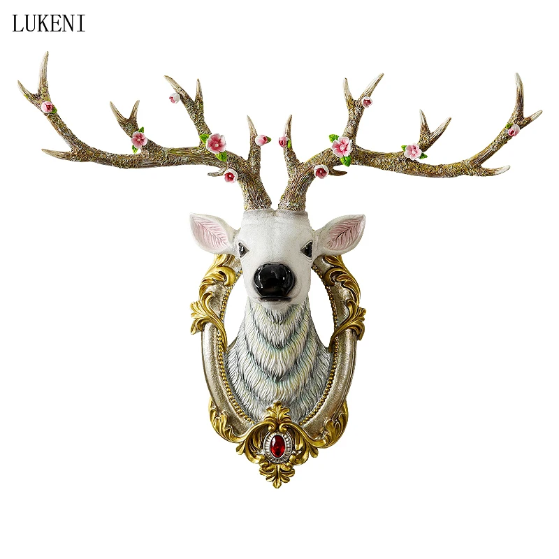 

Настенная роспись Lucky с головой оленя в скандинавском стиле, фон для гостиной, настенное украшение, подвеска для крыльца, деревянное настенное украшение