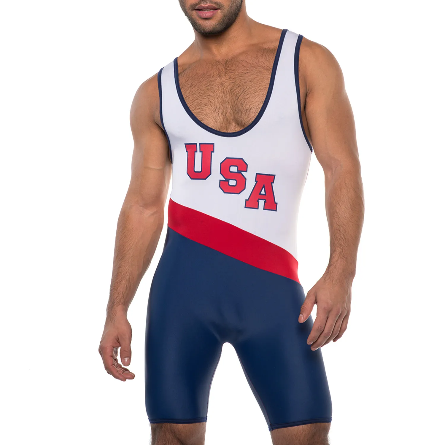 

Custom Wrestling Singlets Suit Boxing Triathlon Running Wear USA Bodysuit Iron Men Swimwear Fitness Skinsuit Sleeveless Canada