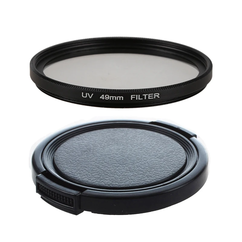 

2 Pcs 49Mm Camera Protector: 1 Pcs Digital Camera Multi Coated UV Lens Filter & 1 Pcs Camera Lens Cap Protective Cover