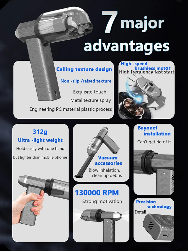 Воздуходувка 130000 RPM Turbo Jet Fan Potężny komputerowy wydmuch pyłu Narzędzia do czyszczenia Przenośny wentylator Odkurzacz