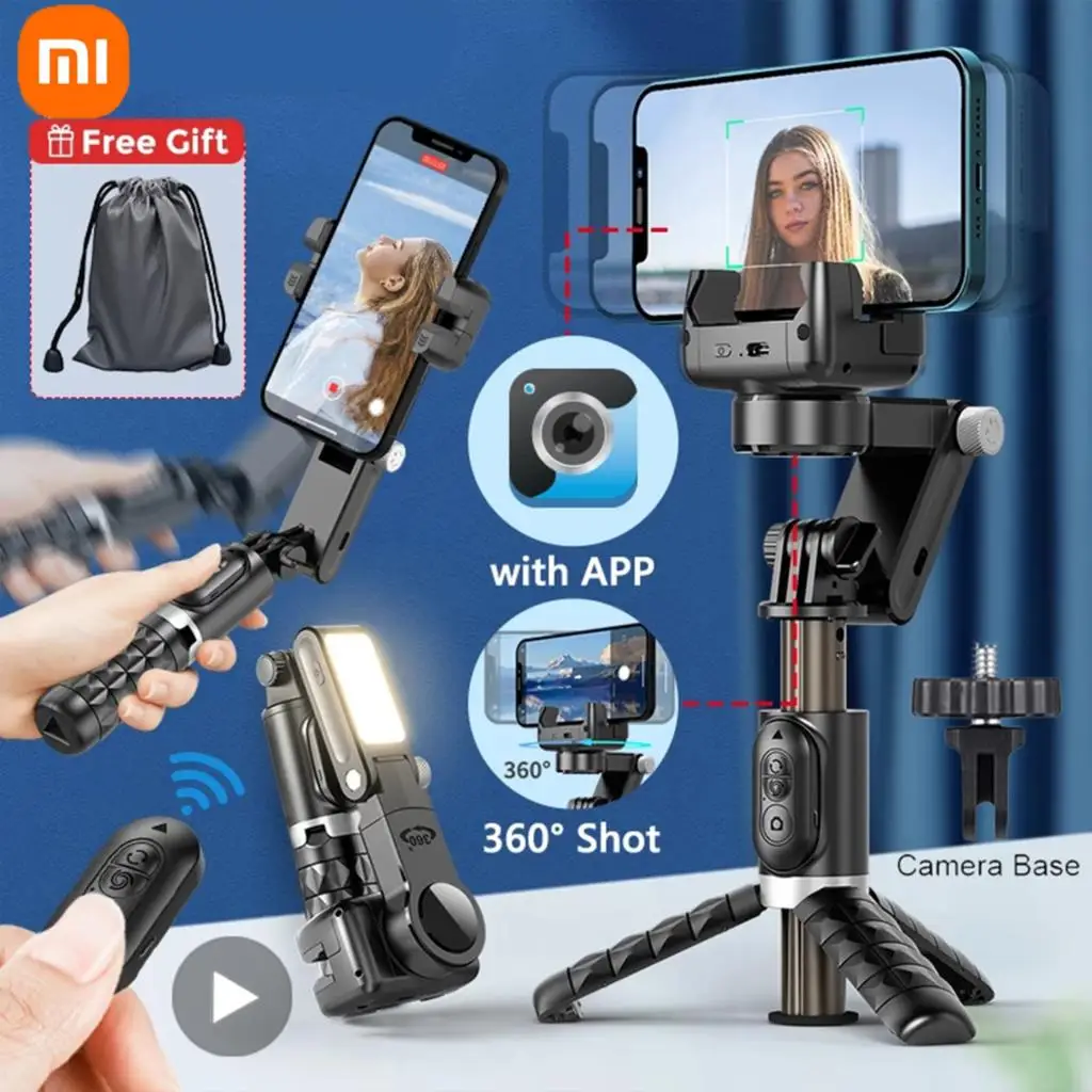 

Селфи-палка Xiaomi со штативом и светодиодной лампой, стабилизатор для телефона, держатель для мобильного телефона, экшн-камеры, монопод для смартфона