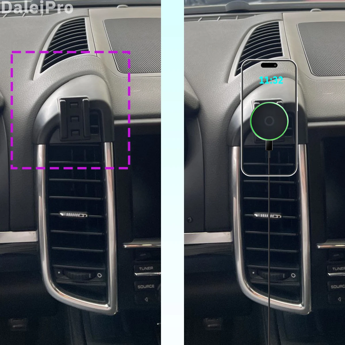 Фото Предназначен для Porsche Cayenne 2010-2014 2015, держатель для телефона, автомобильное магнитное крепление, умное датчик, беспроводная зарядка, выпуск одним касанием Qi №2
