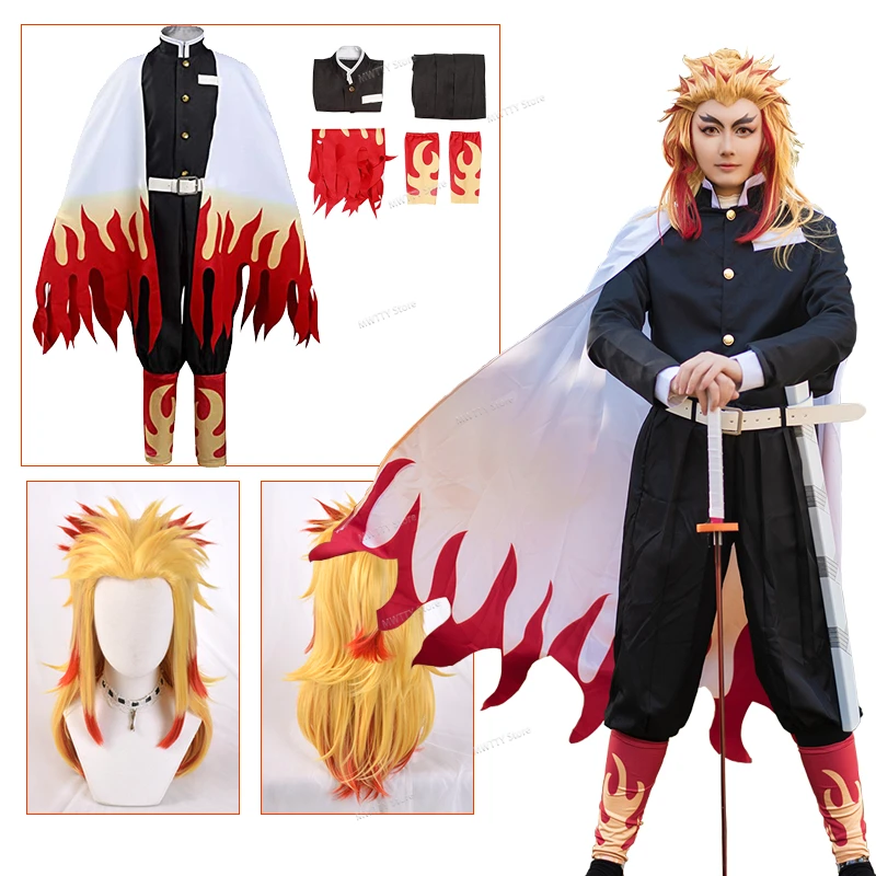 

Adult Rengok Kyoujurou Costume Anime Anime Demon Slayer Rengoku Kyoujurou Cosplay Costume Kimetsu No Yaiba Halloween Costumes