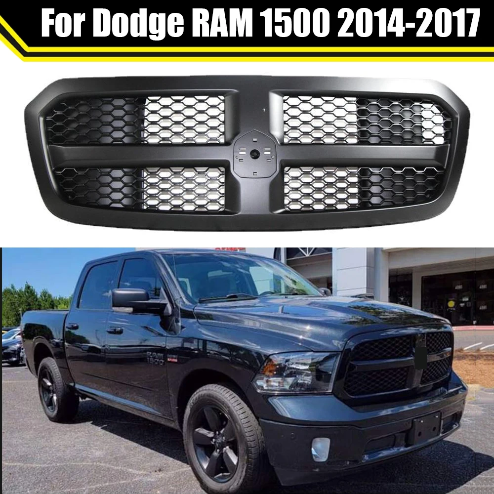 

For Dodge RAM 1500 2014 2015 2016 2017 Racing Grills Decoration Car Front Grid Racing Grills ABS Matte Black Bumper Grille
