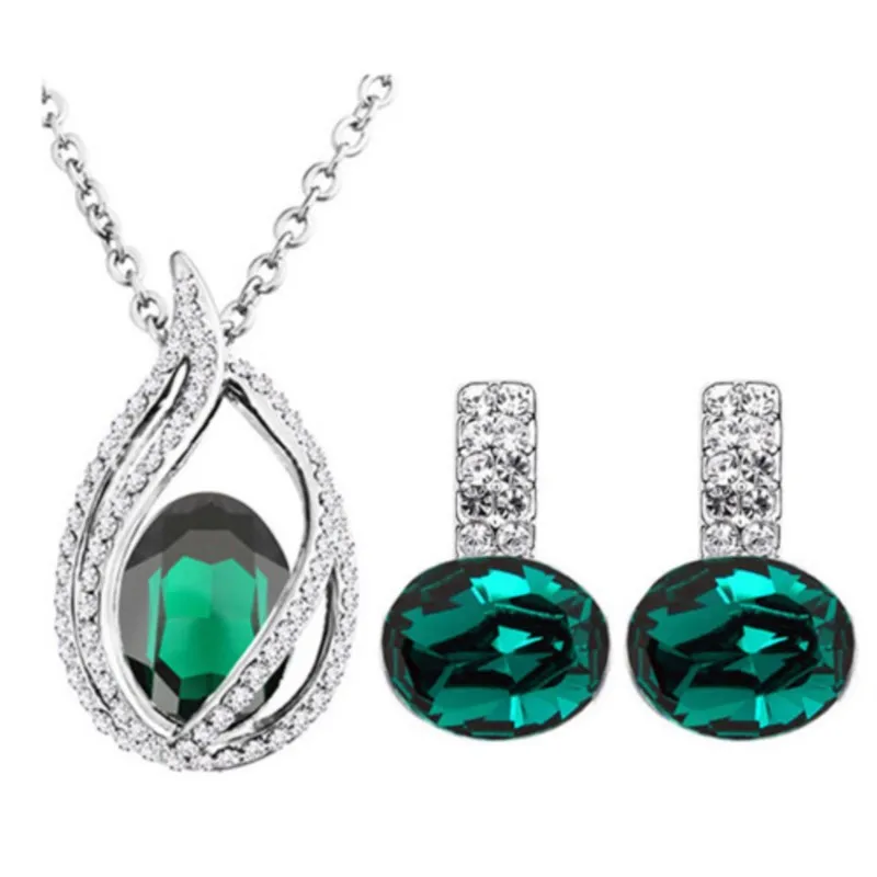 Комплект из колье и серёг с австрийским кристаллом | Украшения аксессуары