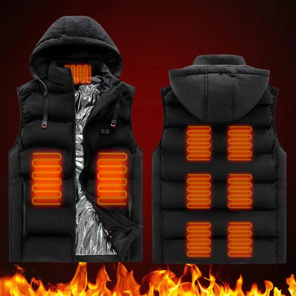 

Men Heating Waistcoat Intelligent Thermostat 9 Heated Zones Thick Cotton Padded USB Heating Vest for Parents