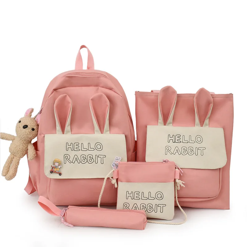 4 piece set Casual Backpacks Cute School Bags For Teenager Girl Women Backpack Fashion Nylon Shoulder Bags For Teenager Mochilas