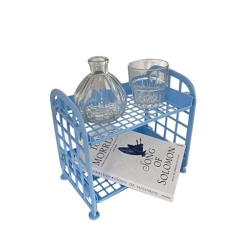 Kawaii Macaron Minimalist Desk Desktop Organizer Storage Rack Student Dormitory Folding Hollow Shelf Skin Care | Дом и сад