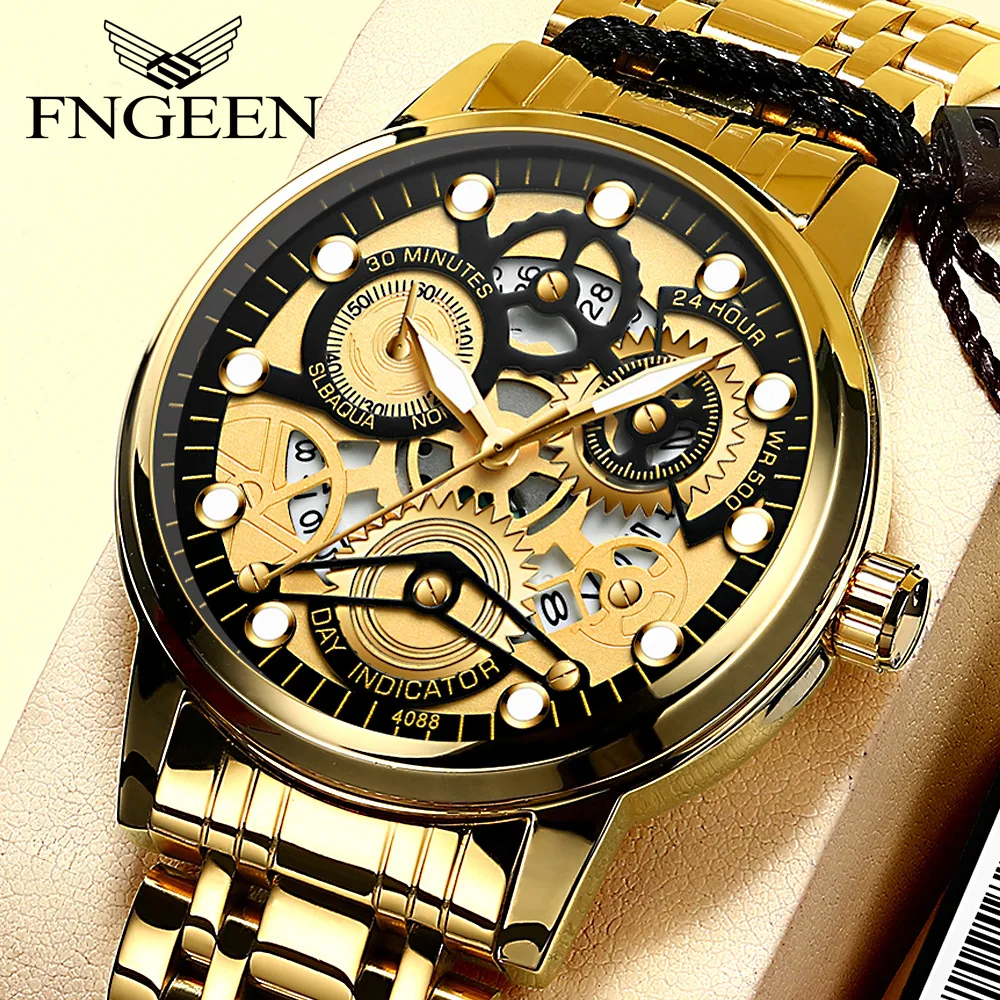 2023 Gold Top Brands Men Wristwatches Waterproof Luxury Golden Wrist Watch For Male Clock Dropshipping Gifts Relogio Masculino
