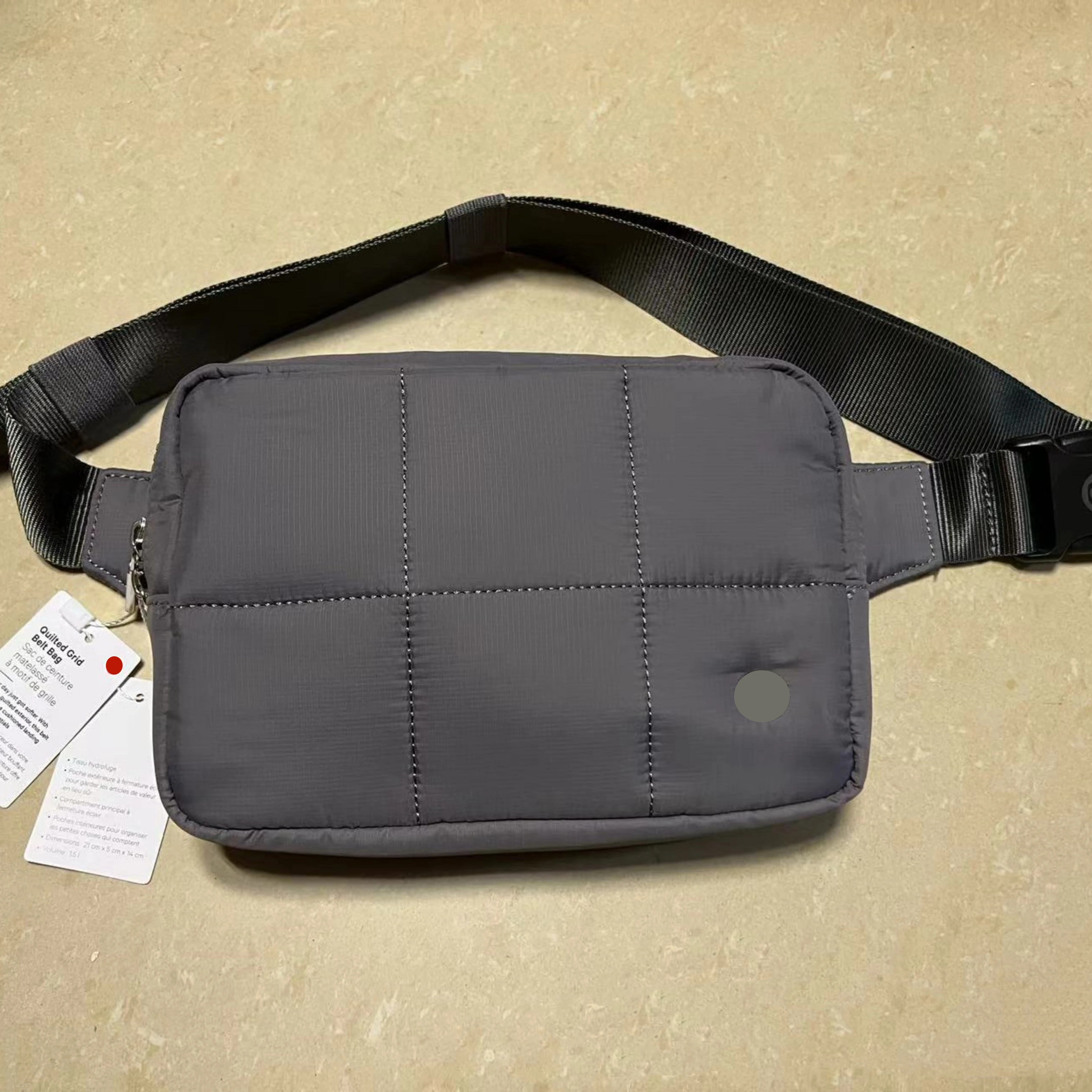 NWT Luluwomen Quilted Grid Belt Bag 1.5L Water-Repellent Fabric Sports Running Fitness Bag Outdoor Sports Leisure Crossbody Bag