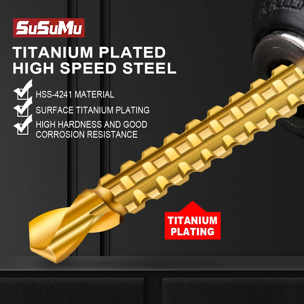 SuSuMu Titanium Coated HSS Twist Drill Bits Set Saw Spiral Tap Kit for Serrated Grooving Side Cutting Metal Wood | Инструменты