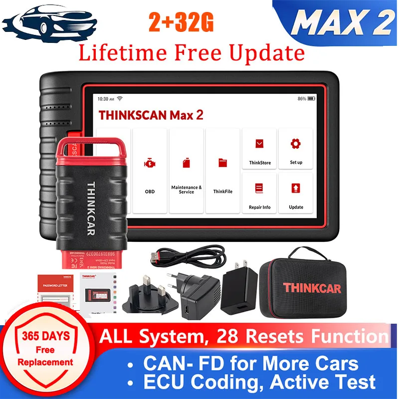 THINKCAR Thinktool ThinkScan Max 2 полная система без пожизненная AF DPF IMMO 28 сброс кодирования ECU