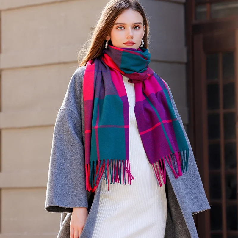

Роскошные шарфы из пашмины с кисточками в клетку, новые модные шарфы, кашемировый шарф для женщин, однотонная женская бандана, 2023