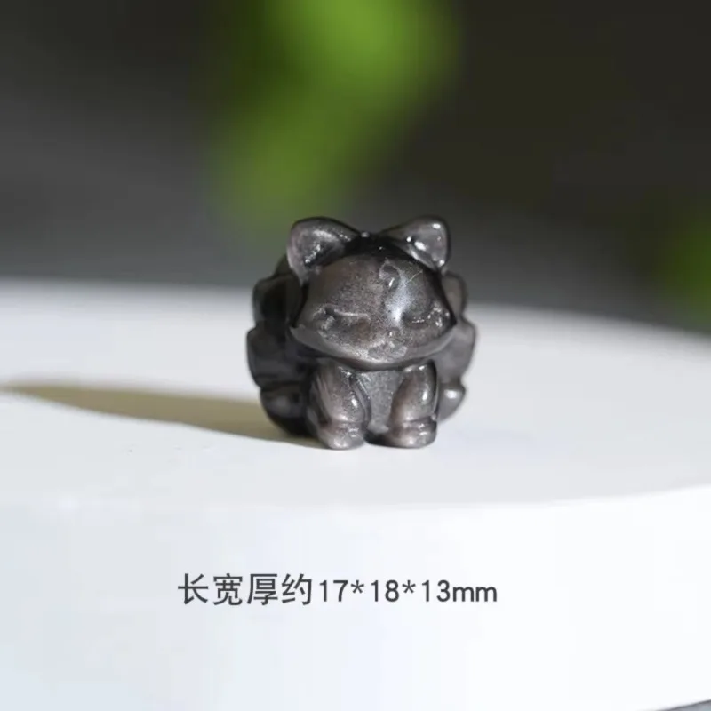 

Серебряная резная фигурка лисы из обсидиана