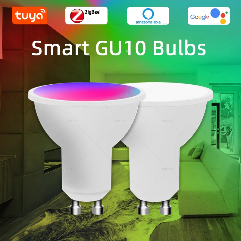 Светодиодные лампы GU10 Zigbee с Wi-Fi умная лампа регулируемой яркостью RGB CW WW работает