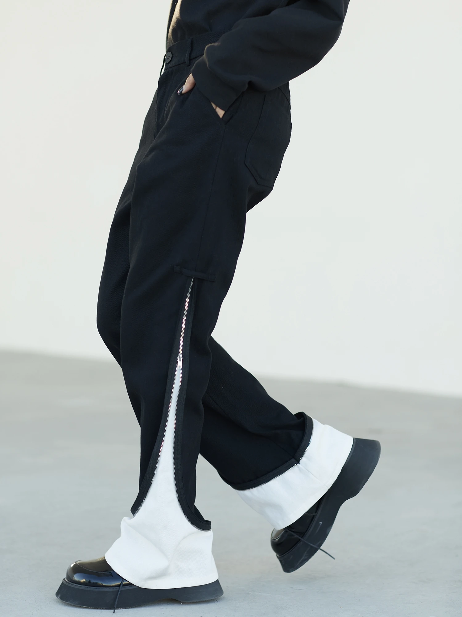 

27-46 2022 мужская женская одежда оригинальный подиумный дизайн цветная Блокировка нишевые повседневные брюки на микро-молнии Костюмы