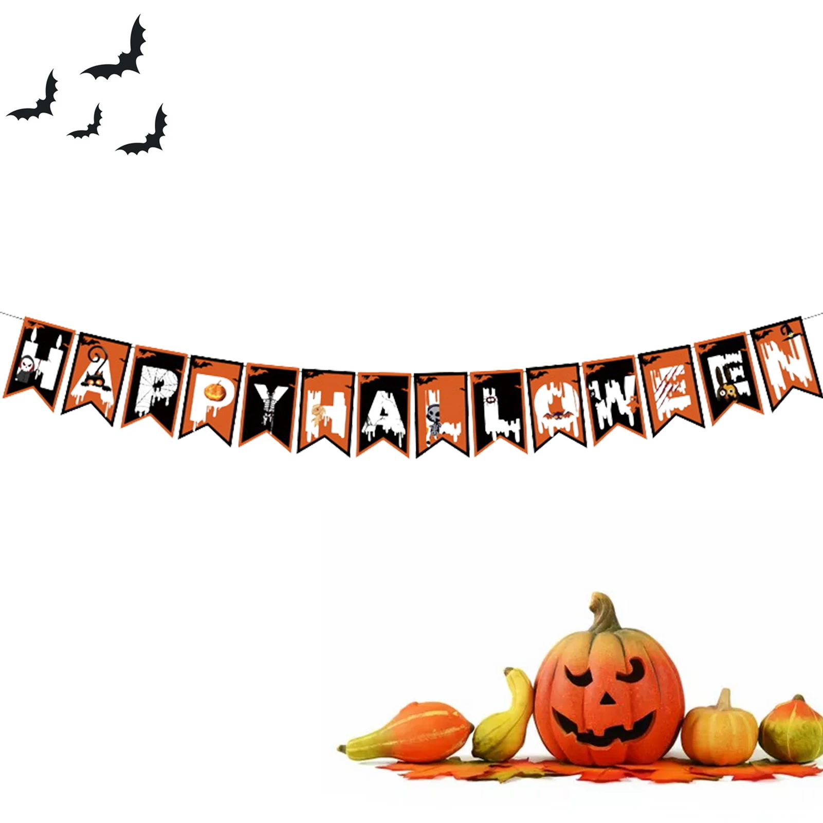 

Trick Or Treat Banner Horror Atmosphere Halloween Streamers Halloween Banners Add Festive Flavor Scary Bunting Party Supplies