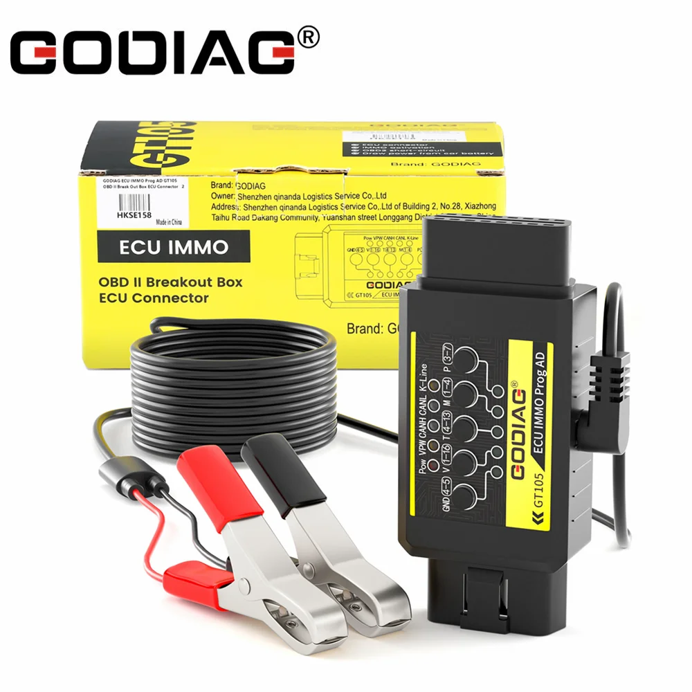 GODIAG ECU IMMO Prog AD GT105 OBD II Break Out Box ECU Connector Full Protocol OBD2 Jumper Used to Connect ECU for ECU Program