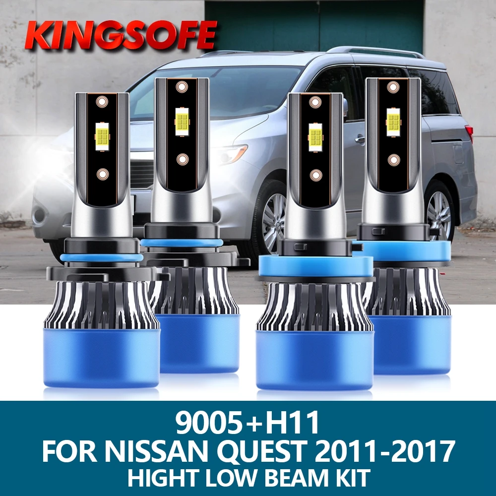 

4Pcs Car Light 9005 HB3 H11 20000Lm 3570 CSP Chip 6500K White LED Headlight Hight Low Beam Bulb Kit For Nissan Quest 2011-2017