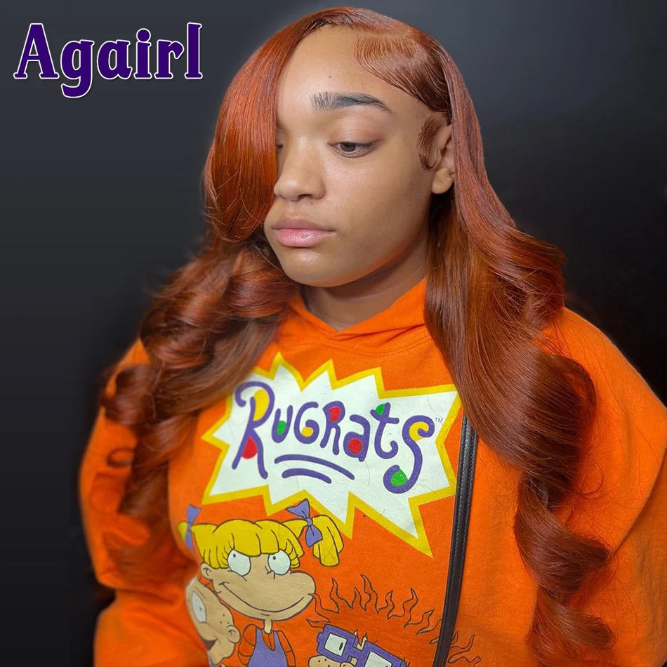 Ginger Orange Mixed Brown Body Wave Human Hair Wigs Pre Plucked Transparent 13X4 13X6 Lace Front Wig for Women 5X5 Lace Closure