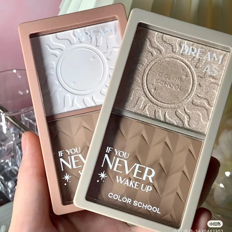 Тень двухцветная пластина для лица матовая осветляющая трехмерная подсветка